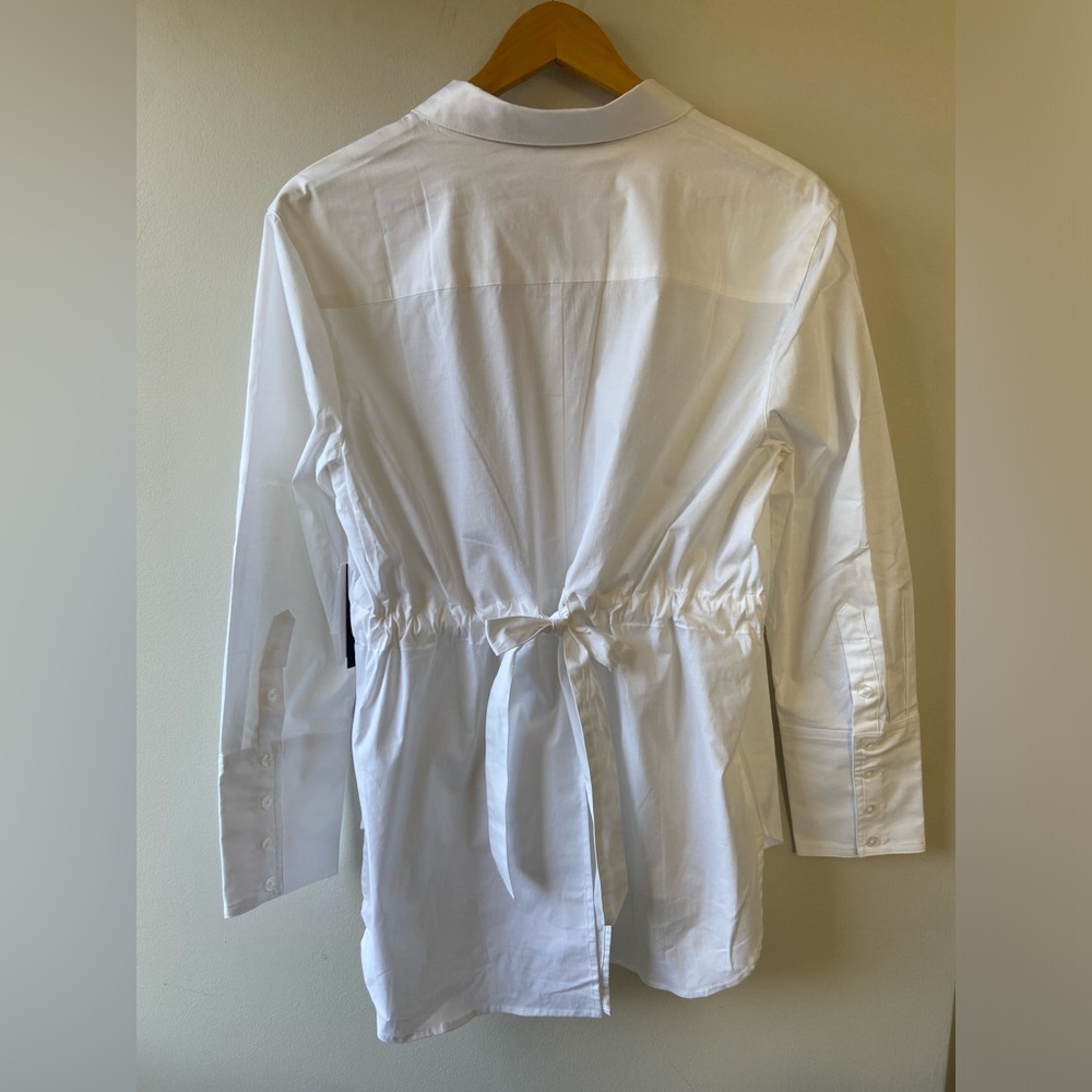 Isaac Mizrahi white button down with tie back detail NWT